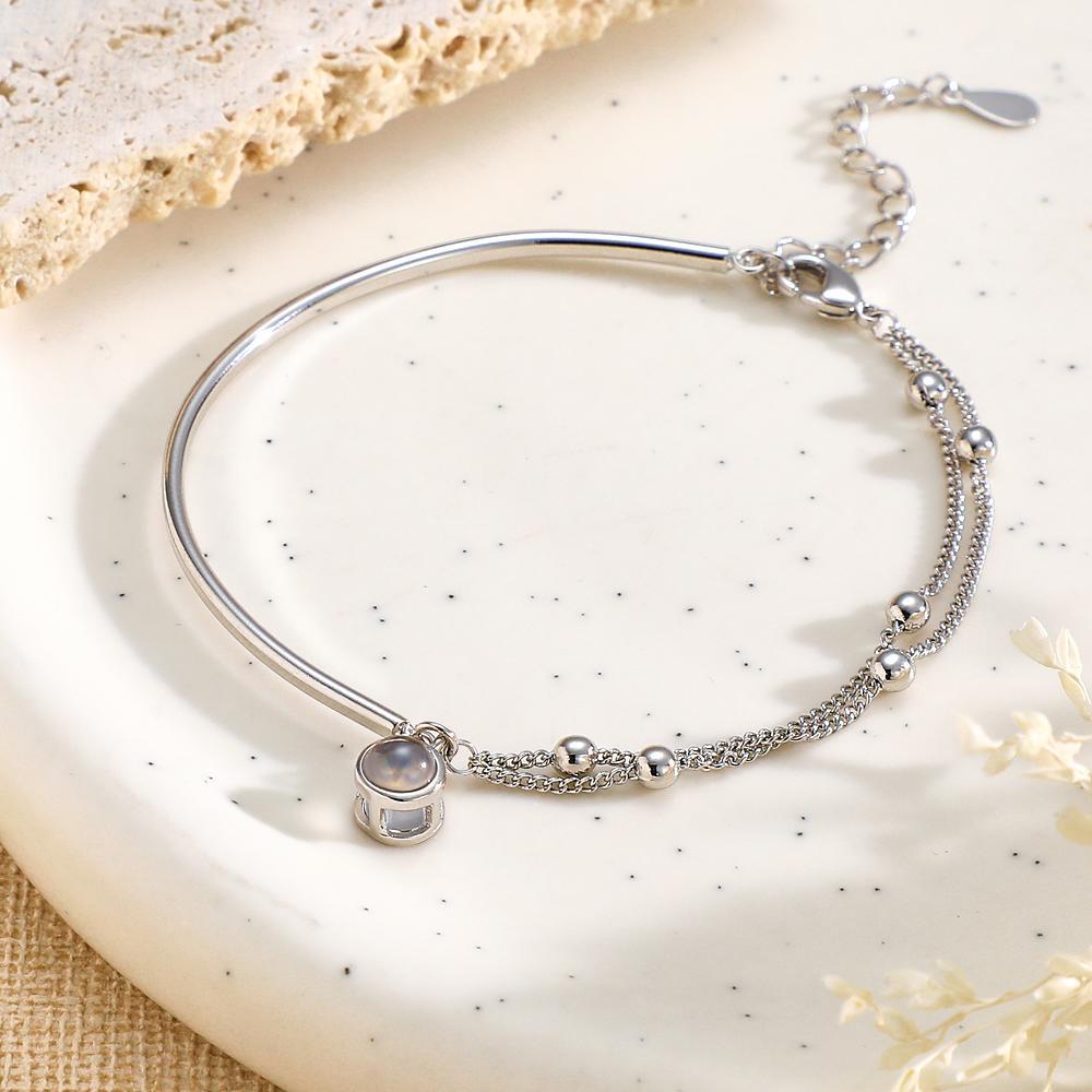 Custom Photo Projection Bracelet Double Chain Gift for Her - yournamenecklaceuk