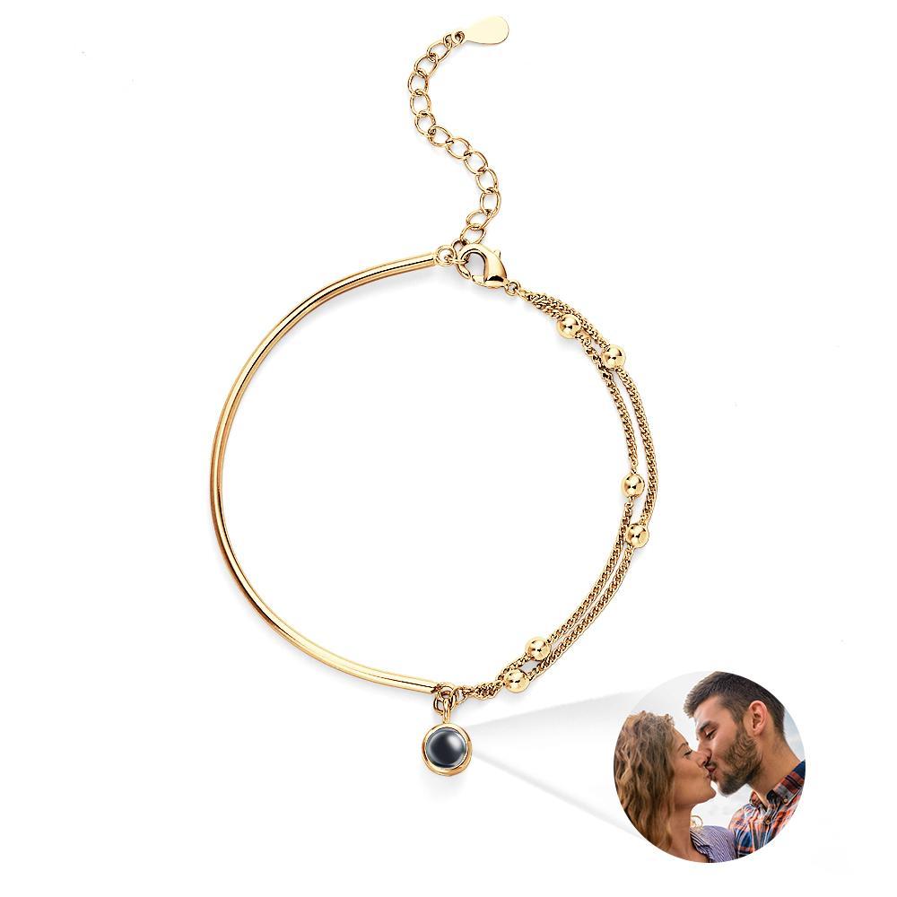 Custom Photo Projection Bracelet Double Chain Gift for Her - yournamenecklaceuk