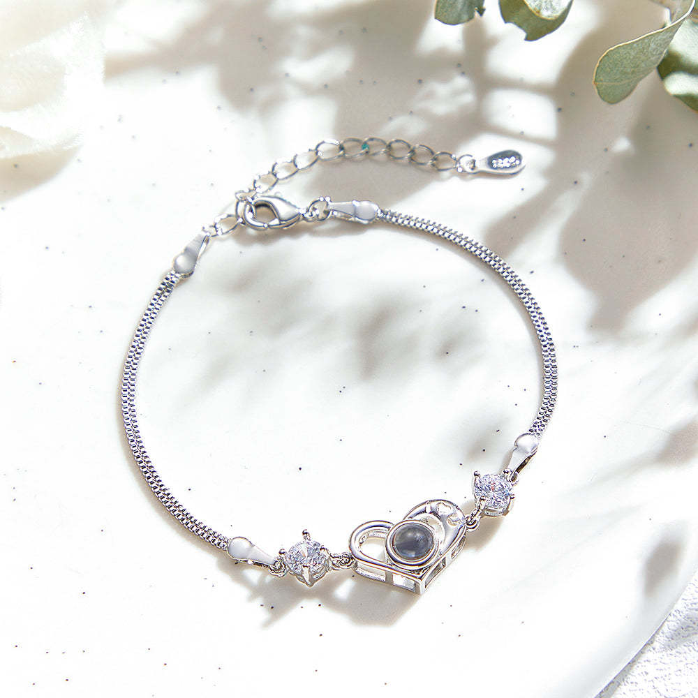 Custom Projection Photo Bracelet Peach Shape Gift - yournamenecklaceuk