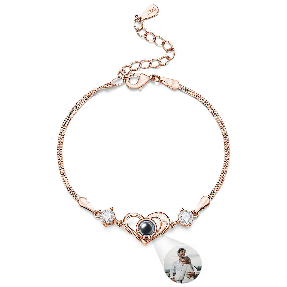 Custom Projection Photo Bracelet Peach Shape Gift - yournamenecklaceuk
