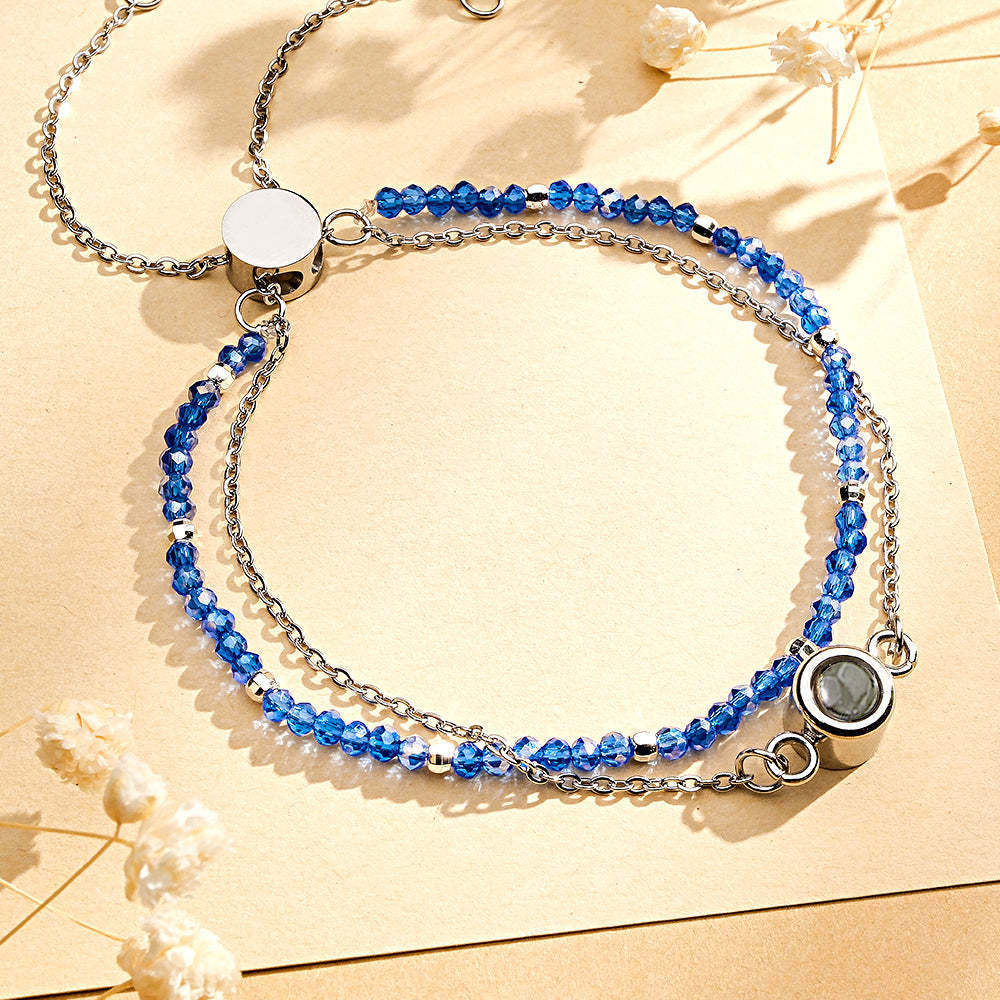 Personalized Photo Projection Crystal Double Layers Bracelet - yournamenecklaceuk
