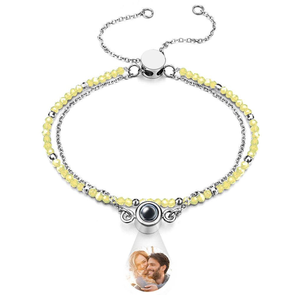 Personalized Photo Projection Crystal Double Layers Bracelet - yournamenecklaceuk