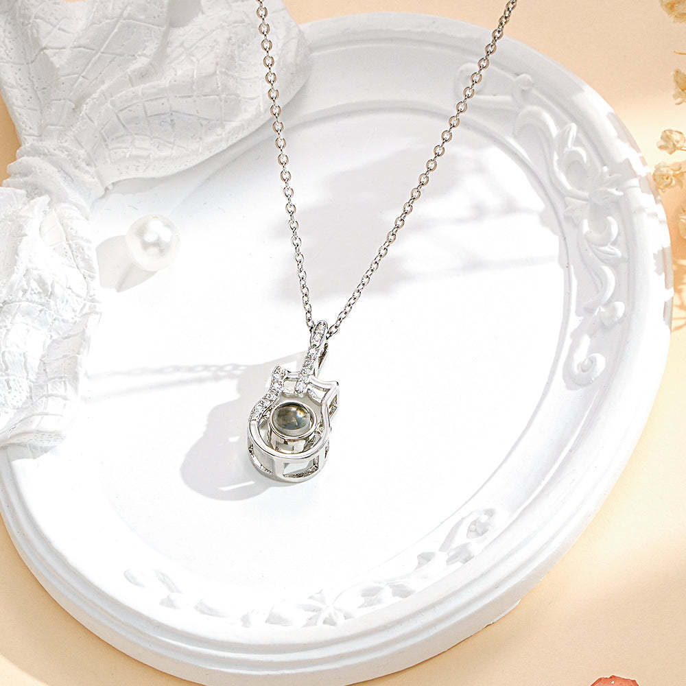 Personalized Guitar Design Projection Necklace Gift for Guitar Lovers - yournamenecklaceuk