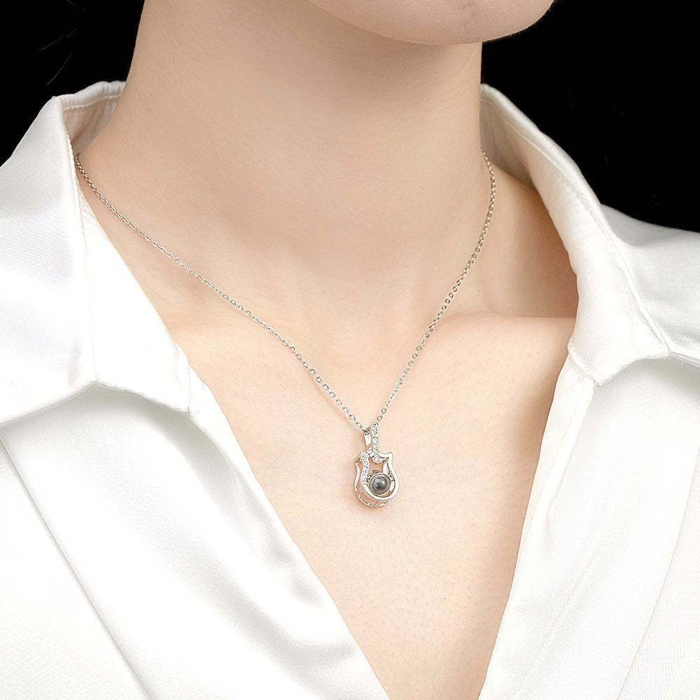 Personalized Guitar Design Projection Necklace Gift for Guitar Lovers - yournamenecklaceuk