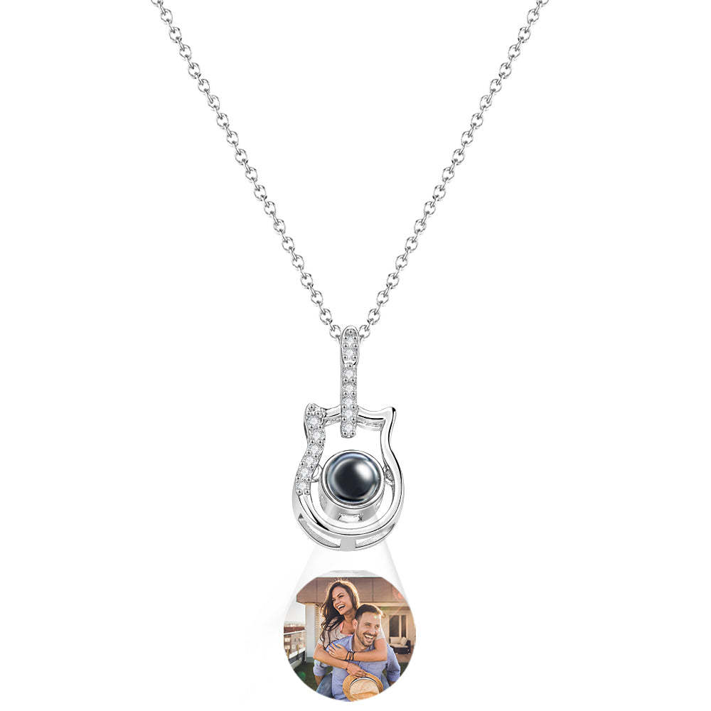 Personalized Guitar Design Projection Necklace Gift for Guitar Lovers - yournamenecklaceuk