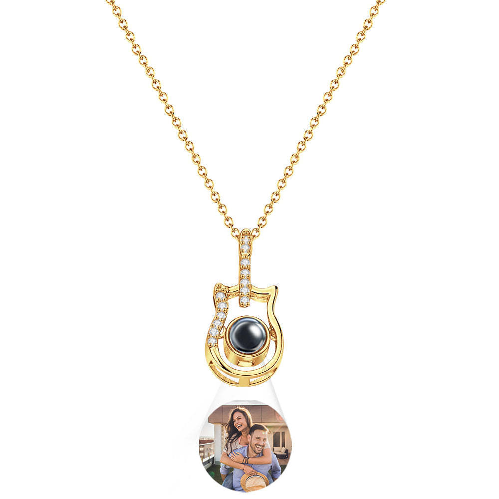 Personalized Guitar Design Projection Necklace Gift for Guitar Lovers - yournamenecklaceuk