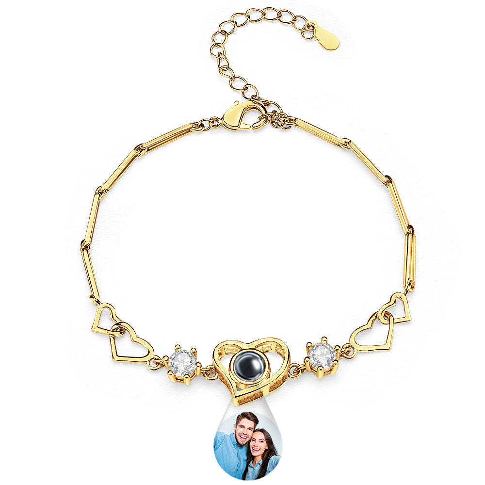 Custom Projection Bracelet Heart Couple's Memories Engravable Bracelet For Her - yournamenecklaceuk