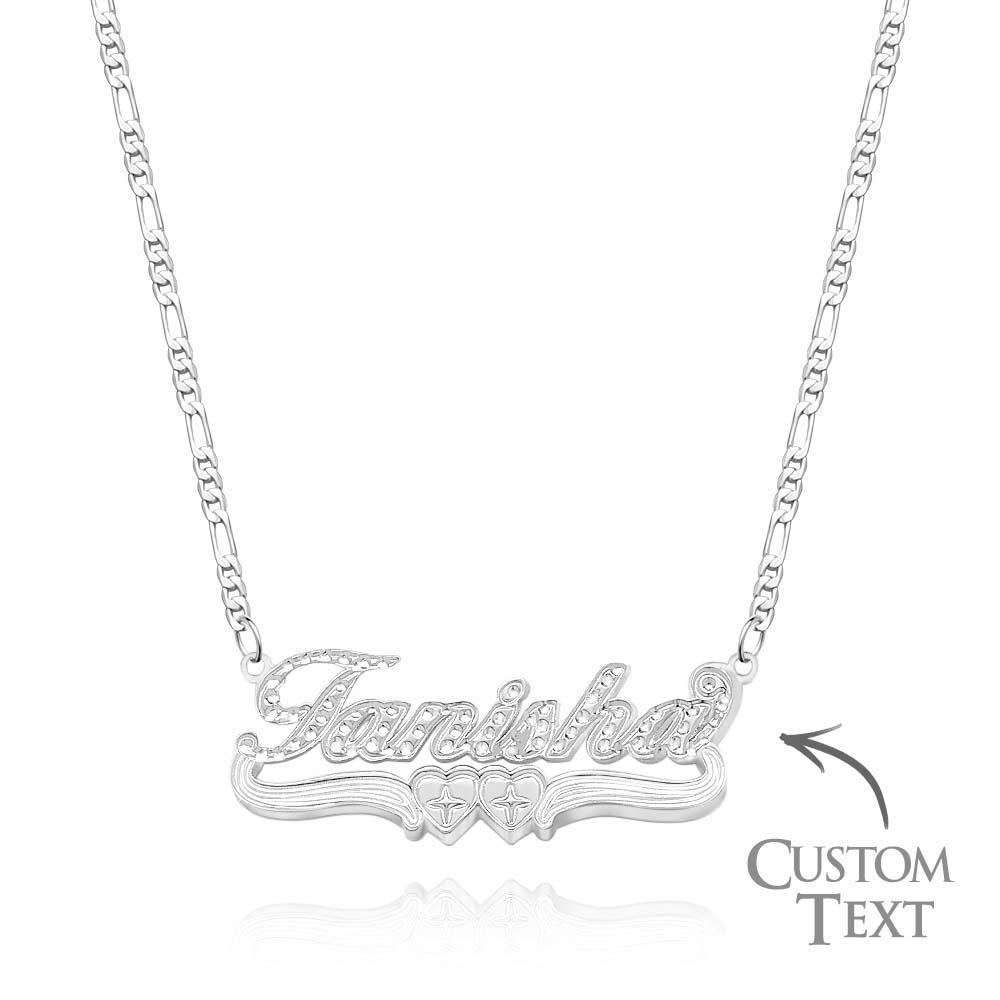 Personalized Hip Hop Name Necklace Double Hearts Decor Necklace Gifts for Men - yournamenecklaceuk