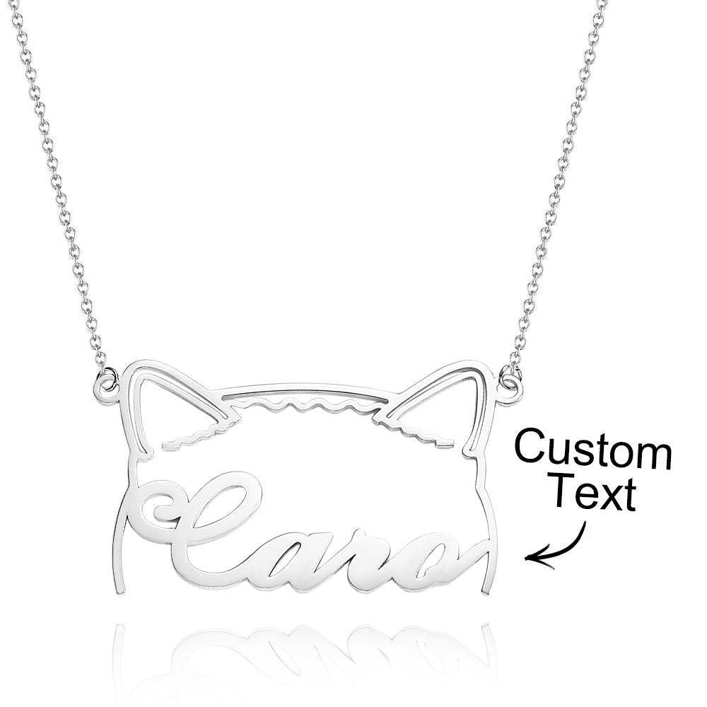 Custom Pet Silhouette Name Necklace Cute Dog Cat Modeling Jewelry Gift for Pet Lover - yournamenecklaceuk