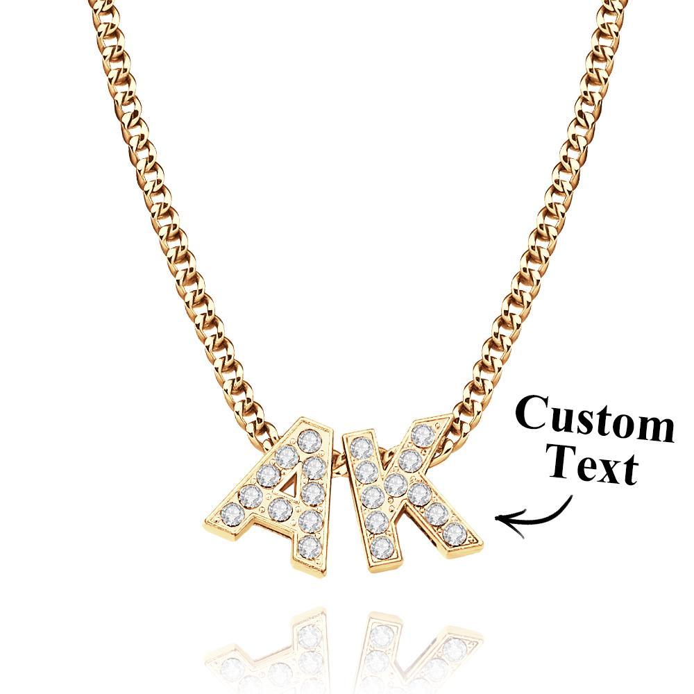 Custom Name Iced Cuban Necklace Trendy Initial Letter Necklace Jewelry Gifts For Her - yournamenecklaceuk