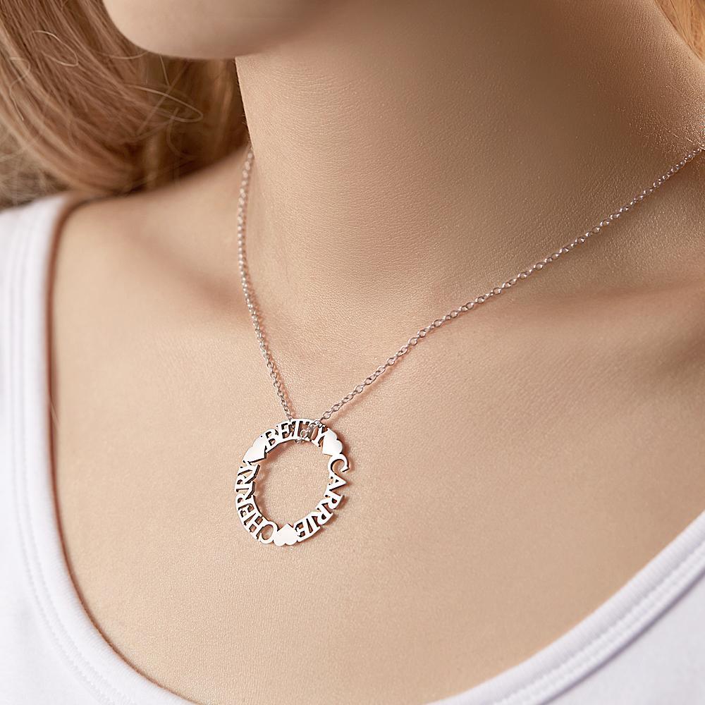 Custom Name Circle Necklace Personalized Elegant Round Necklace Jewelry Gifts - yournamenecklaceuk