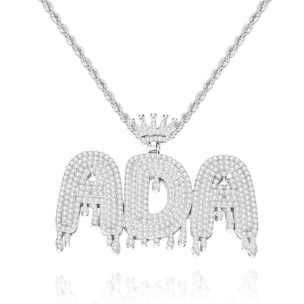 Custom Initial Letter Necklace Personalized Bling Name Pendant Hip Hop Necklace for Men Women - yournamenecklaceuk