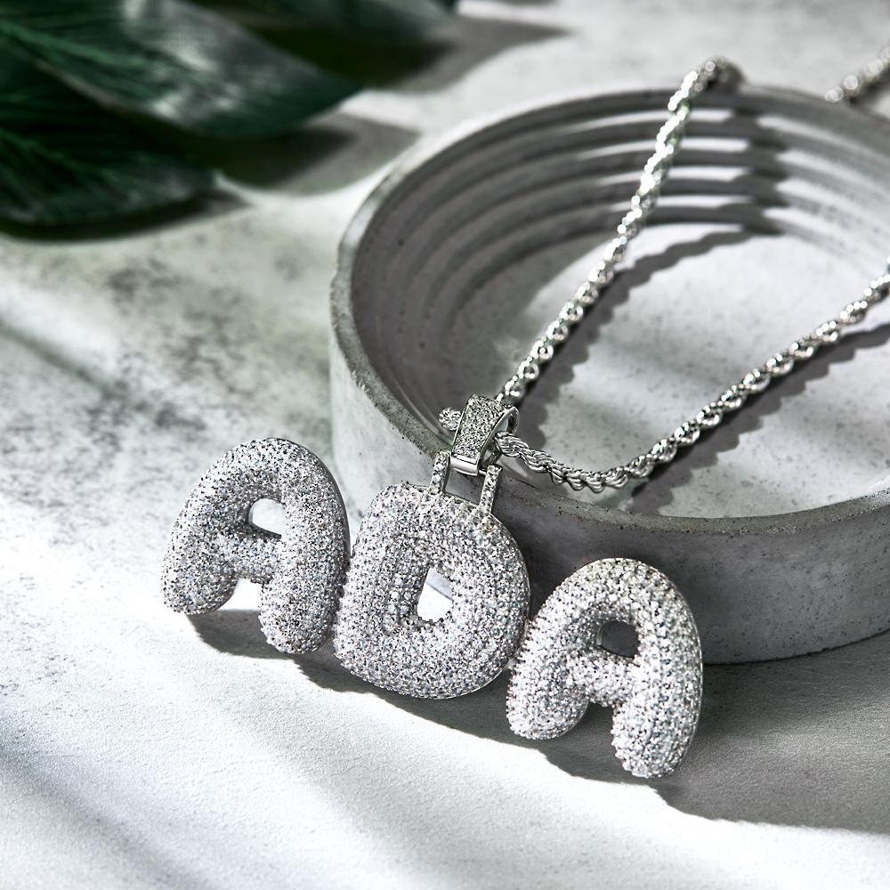Custom Name Necklace Personalized Bling Initial Letter Chain Hip Hop Necklace for Men Women - yournamenecklaceuk
