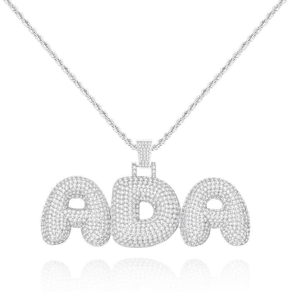 Custom Name Necklace Personalized Bling Initial Letter Chain Hip Hop Necklace for Men Women - yournamenecklaceuk