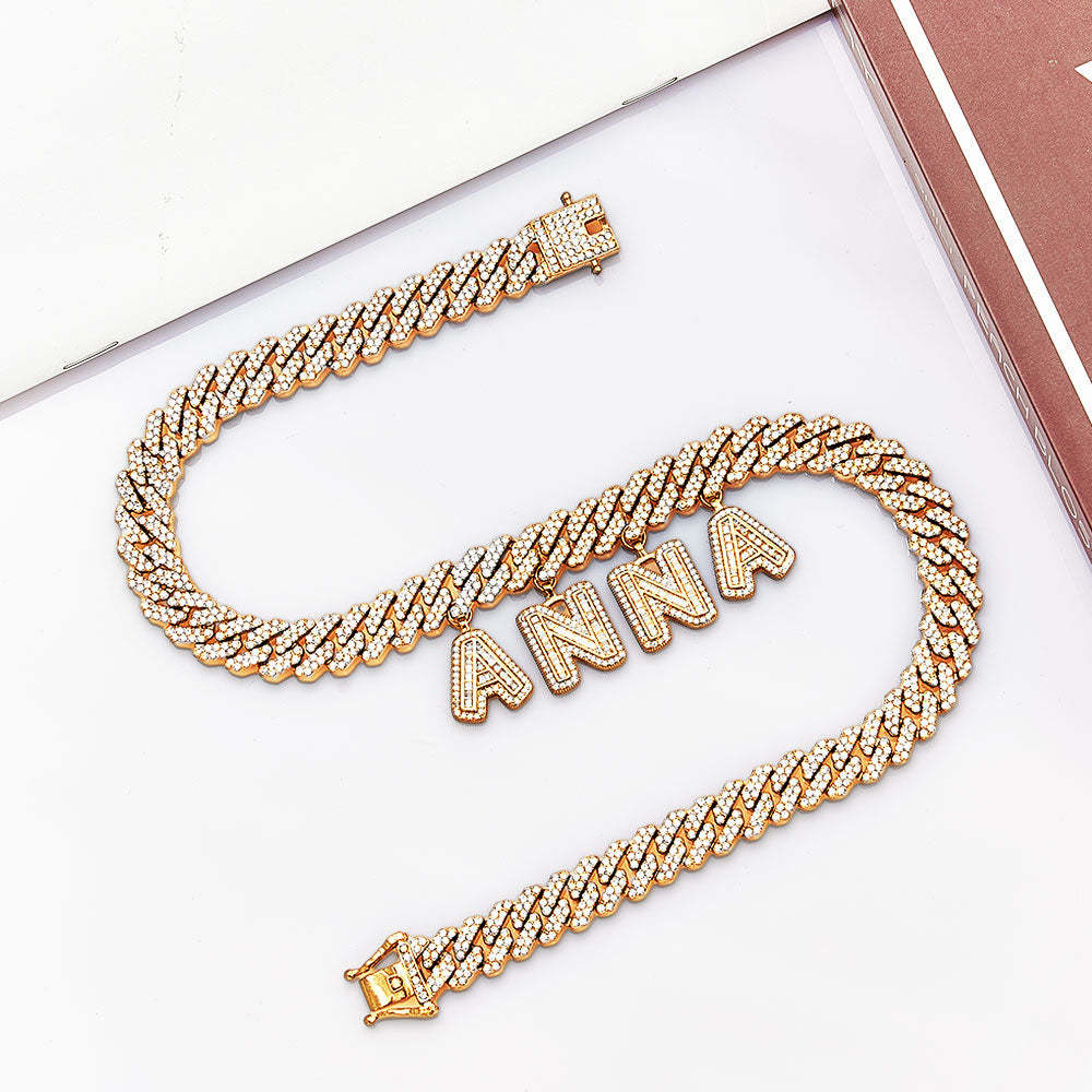 Personalized Letters Cuban Chain Custom Name Choker Bling Hip Pop Necklace Gift for Sisters Friends - yournamenecklaceuk