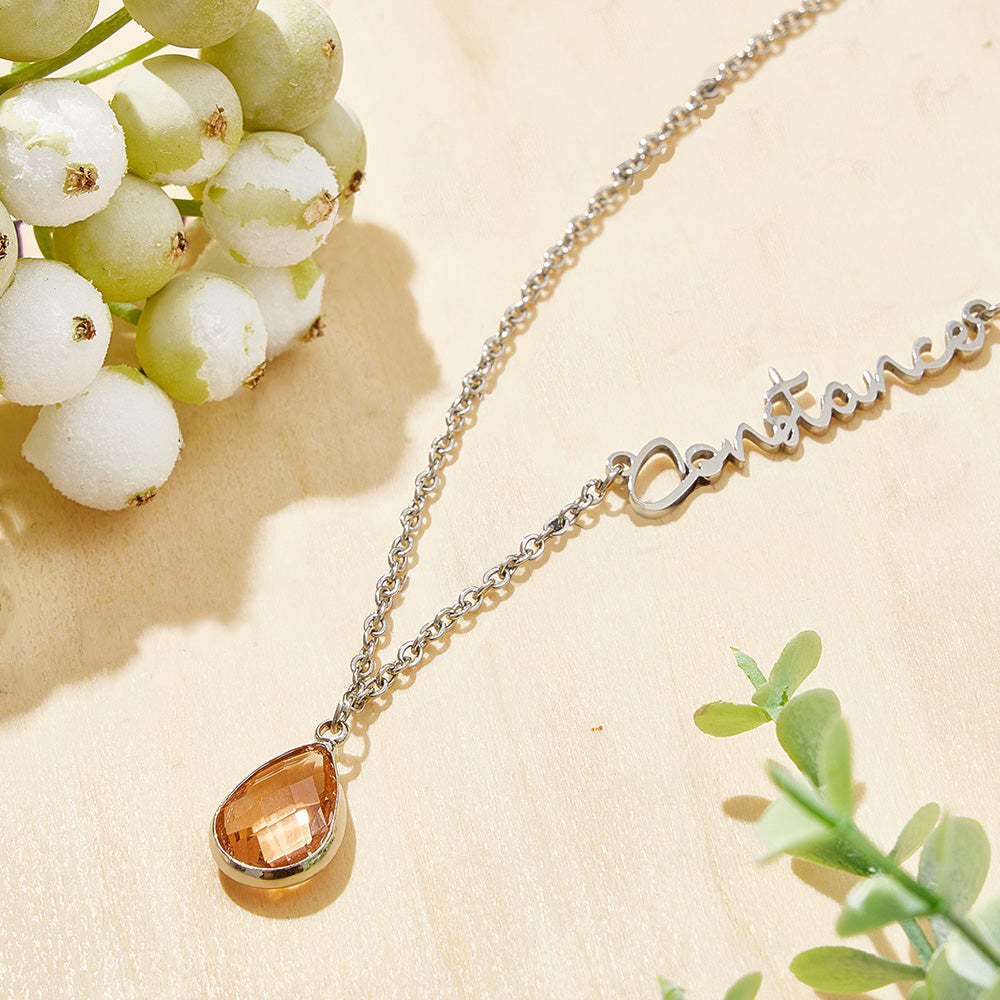 Personalized Birthstone Name Necklace Birthday Anniversary Gifts for Her - NameNecklace