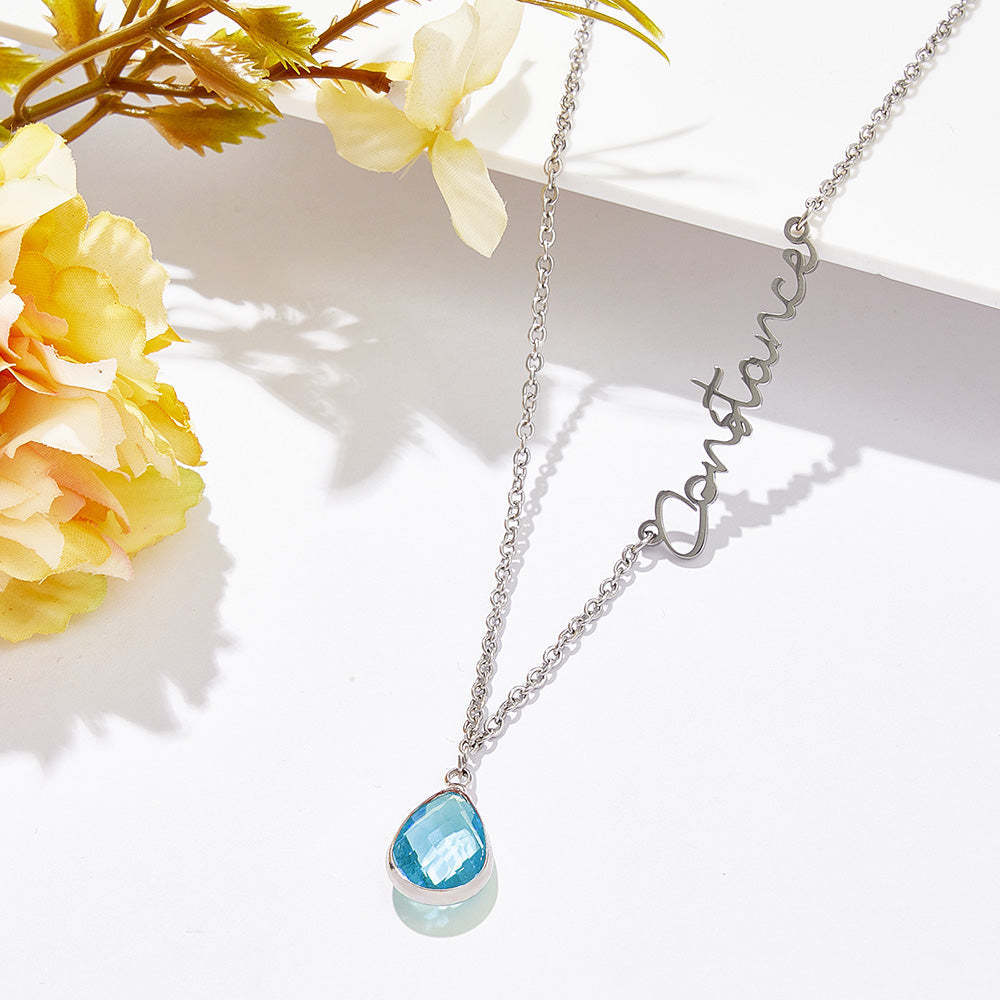 Personalized Birthstone Name Necklace Birthday Anniversary Gifts for Her - NameNecklace