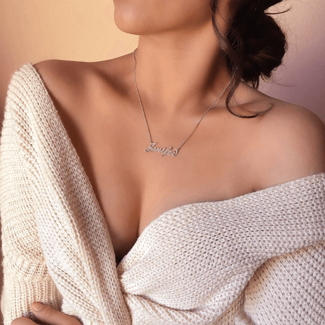 Carrie Style Name Necklace Silver