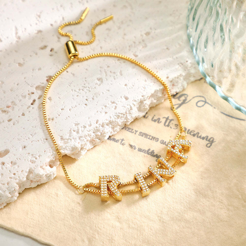 Custom Name Slider Bracelet Personalized Name Bracelet Gift for Her - yournamenecklaceuk