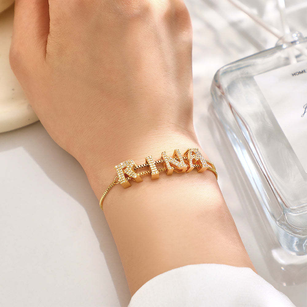 Custom Name Slider Bracelet Personalized Name Bracelet Gift for Her - yournamenecklaceuk