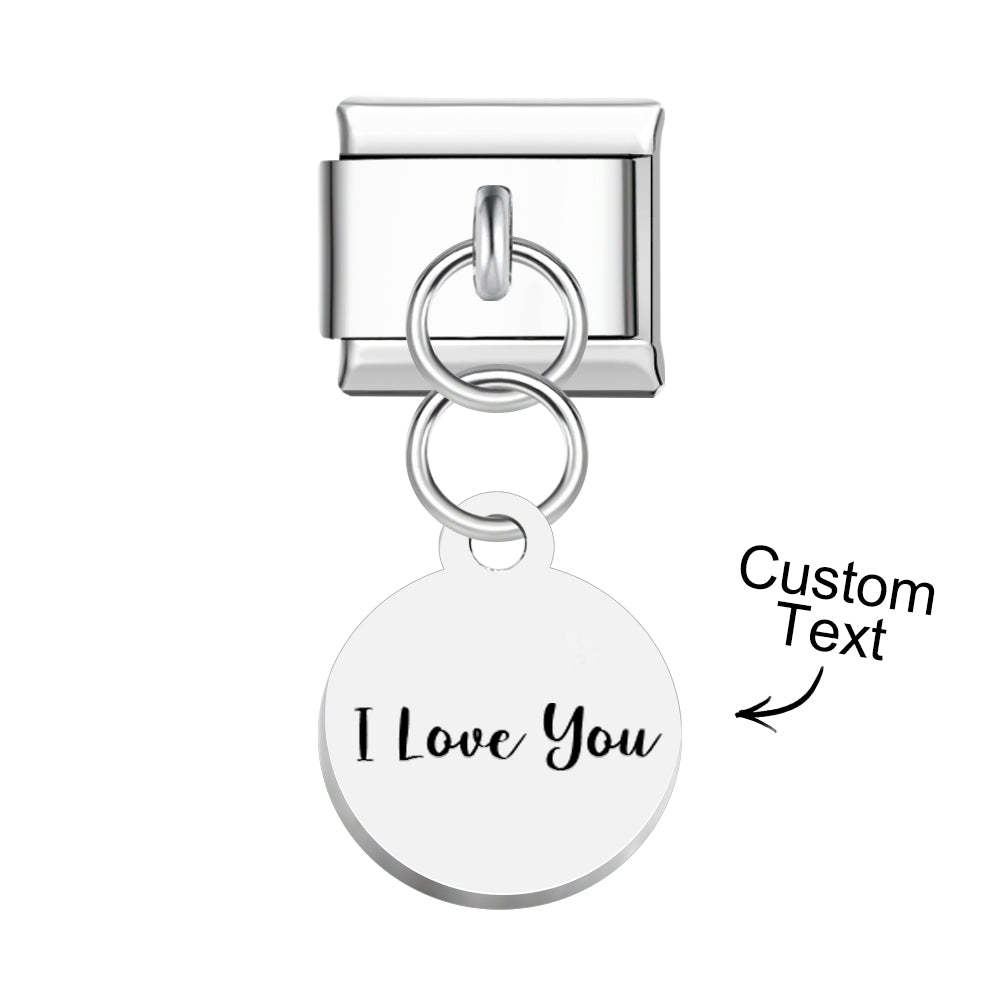 Custom Engraved Round Pendant Italian Charm For Italian Charm Bracelets Composable Link - yournamenecklaceuk