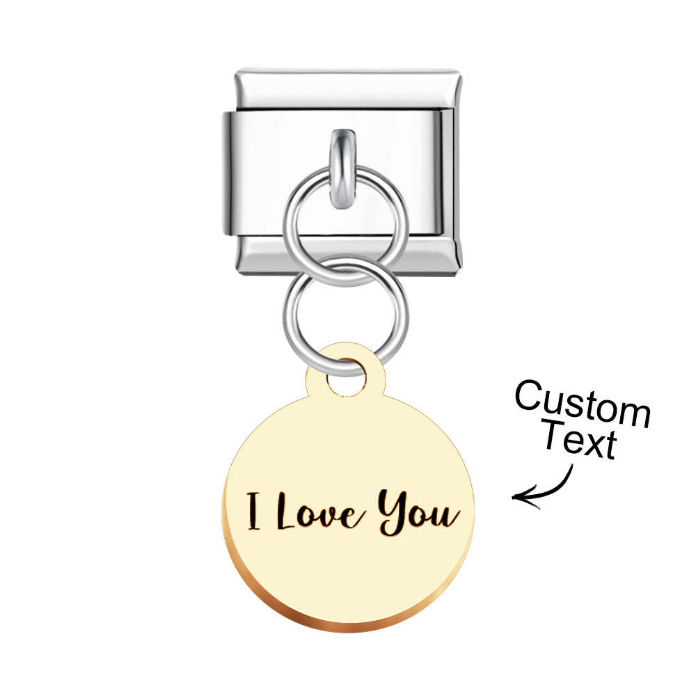 Custom Engraved Round Pendant Italian Charm For Italian Charm Bracelets Composable Link - yournamenecklaceuk