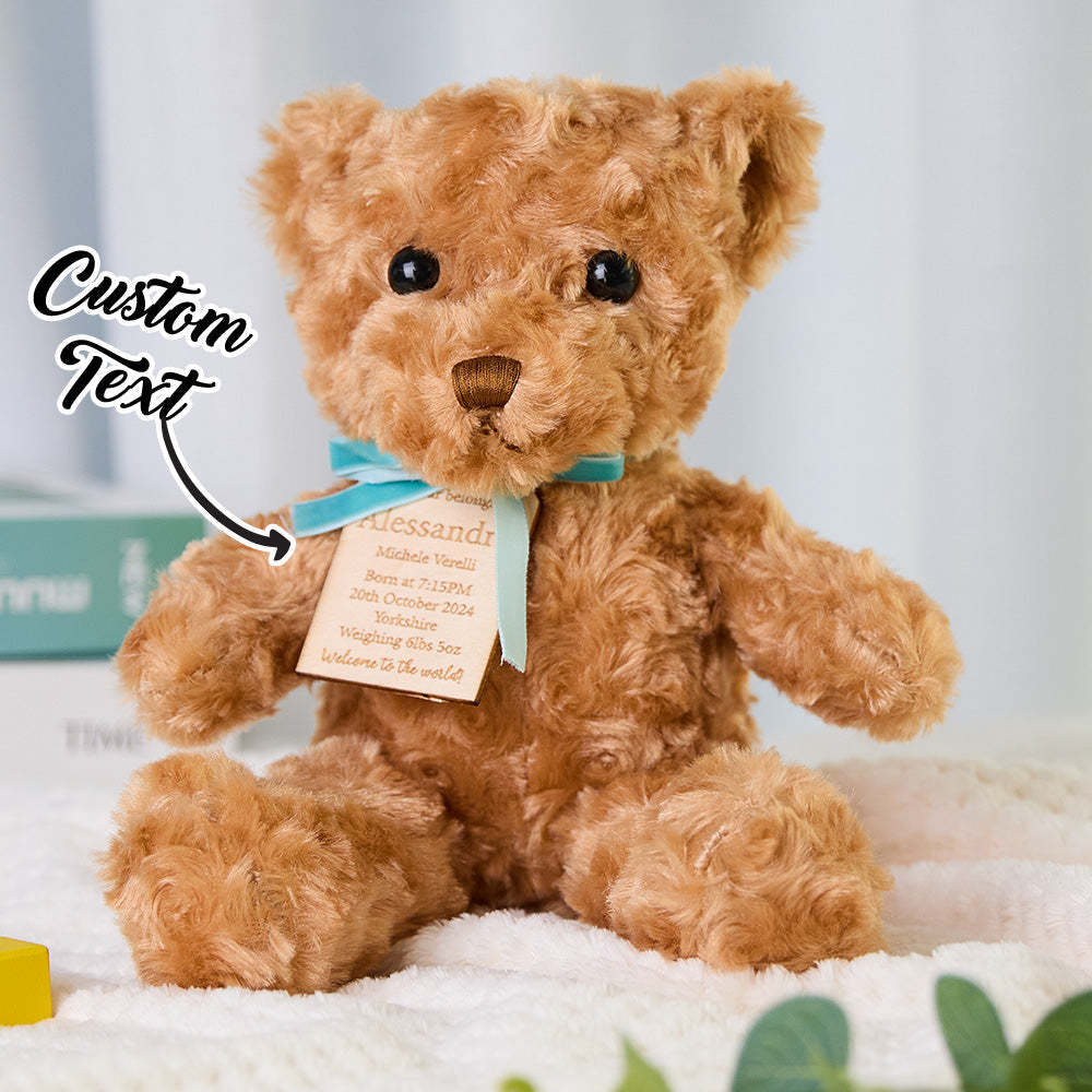 Personalized Bear Plush Birth Stats Stuffed Animal Birth Announcement Gifts - yournamenecklaceuk