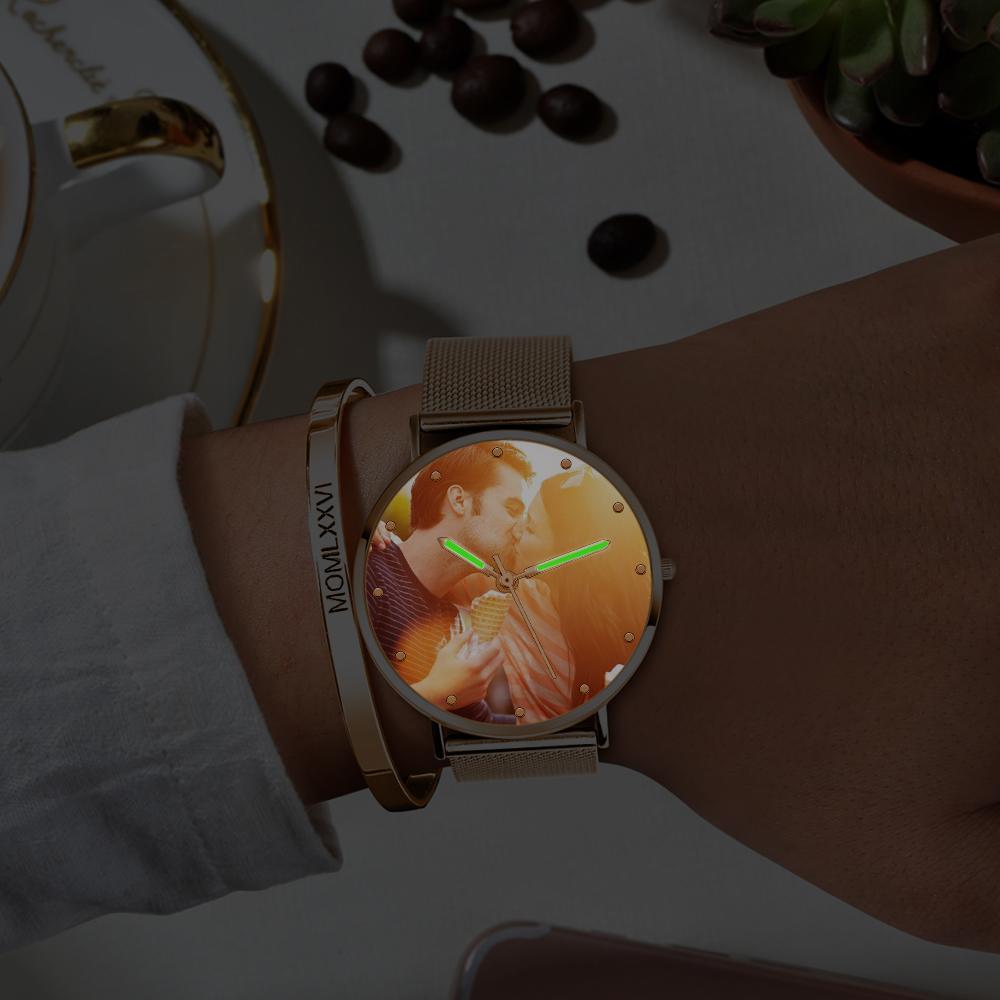 Custom Photo Watch Personalized Alloy Engraved Watch For Your Husband