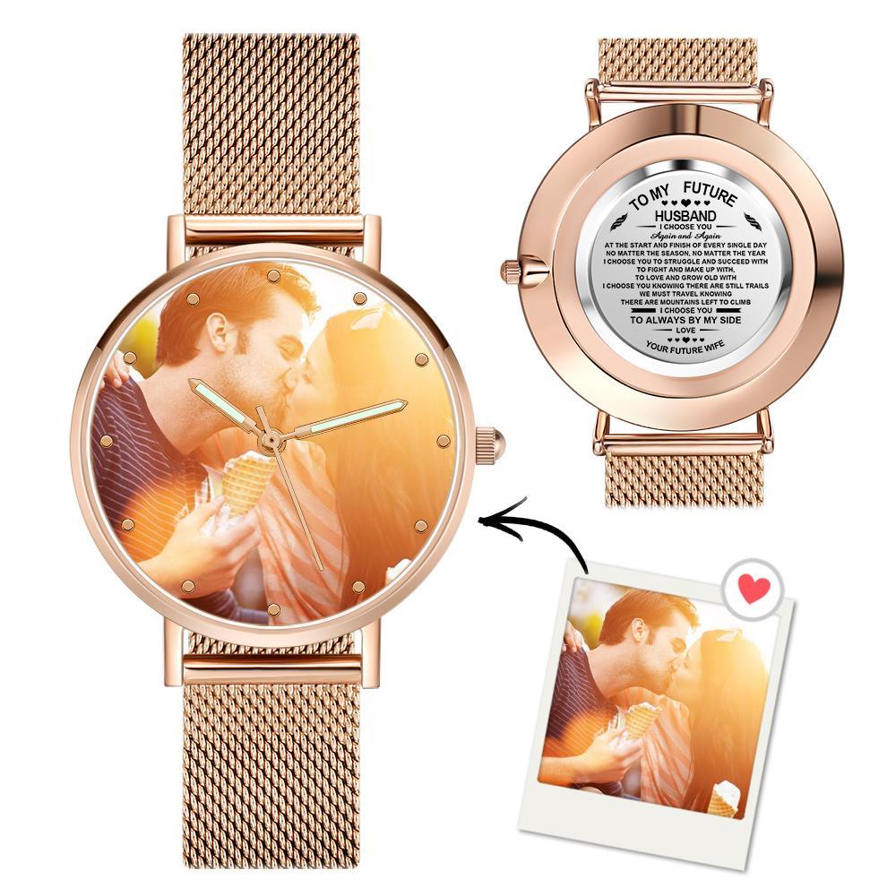 Custom Photo Watch Personalized Alloy Engraved Watch For Your Husband