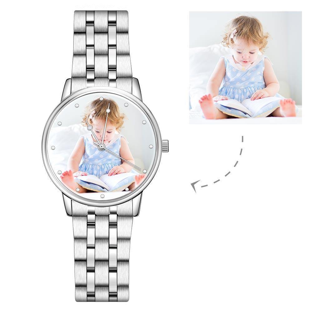 Unisex Engraved Alloy Bracelet Photo Watch 40mm - yournamenecklaceuk
