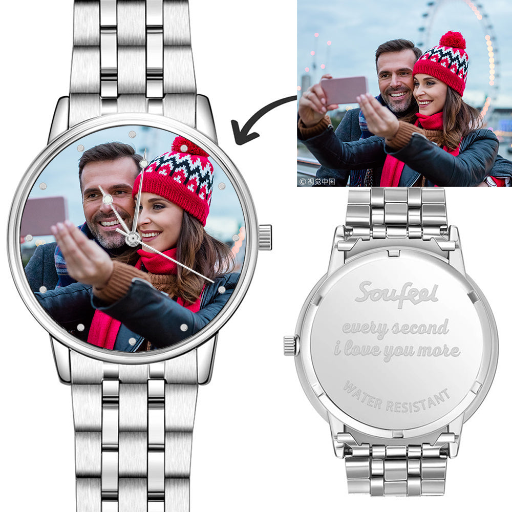 Photo Watch - Personalized Engraved Watch Bracelet Valentine's Day Gift