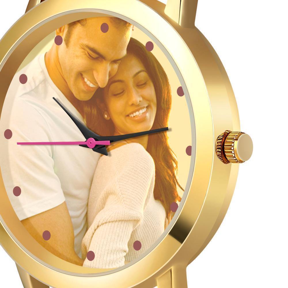 Women's Gold Photo Watch Braided Color Rope Strap 40mm - yournamenecklaceuk