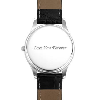 Women's Engraved Photo Watch 40mm Black Leather Strap - Sketch - yournamenecklaceuk