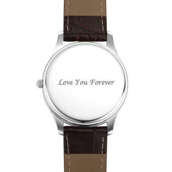 Women's Engraved Photo Watch 40mm Brown Leather Strap - yournamenecklaceuk