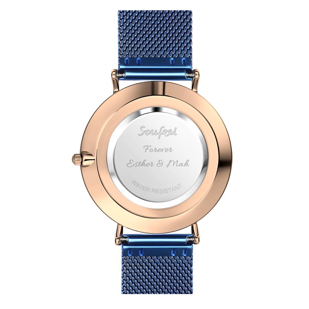 Personalised Engraved Watch Blue Strap
