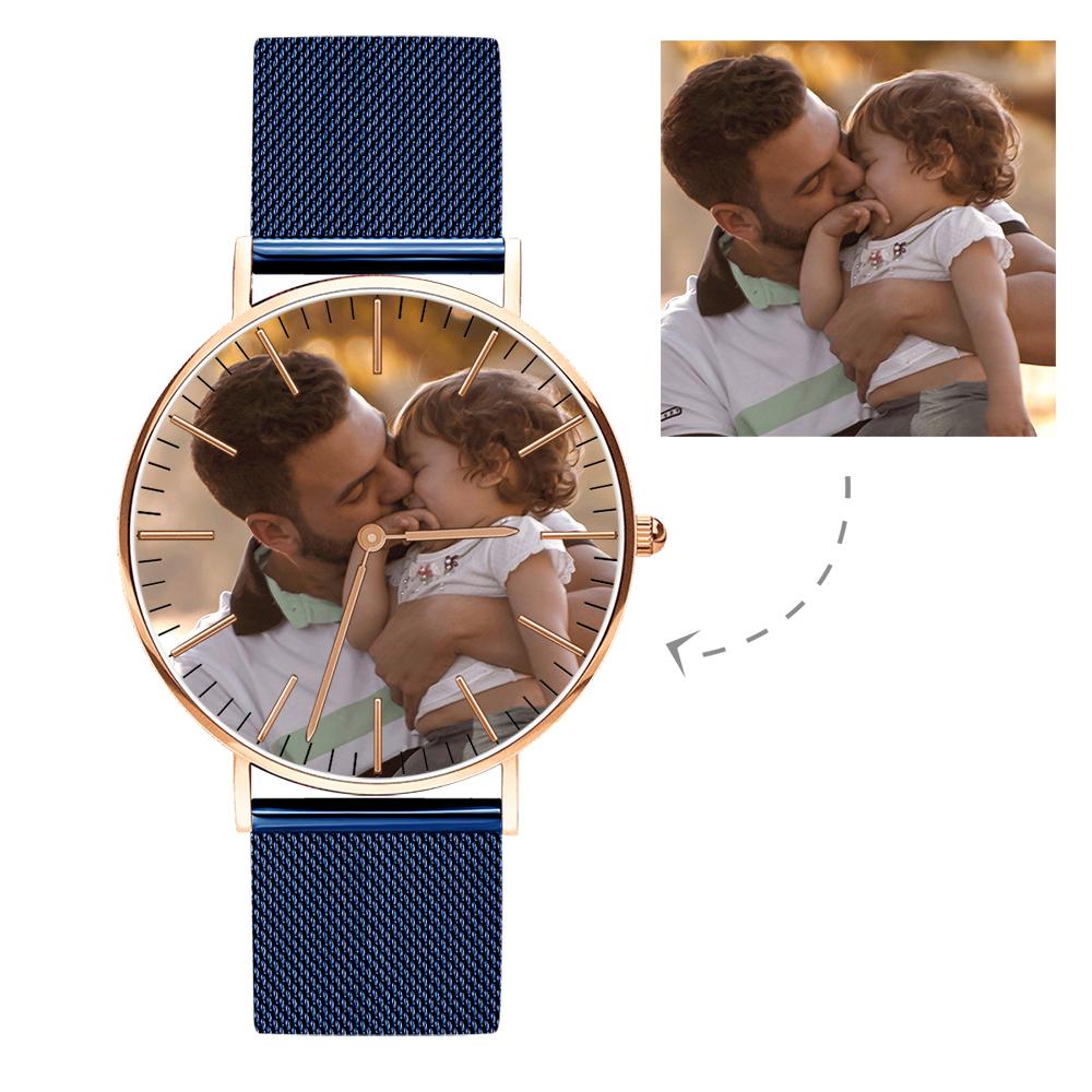 Personalised Engraved Watch Blue Strap