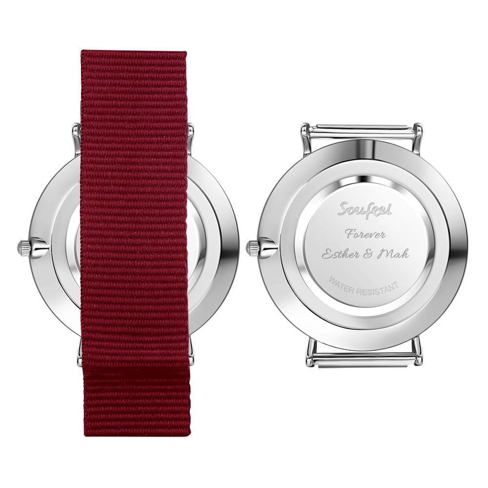 Personalized Engraved Watch, Custom Your Own Photo Watch with Red Strap - yournamenecklaceuk