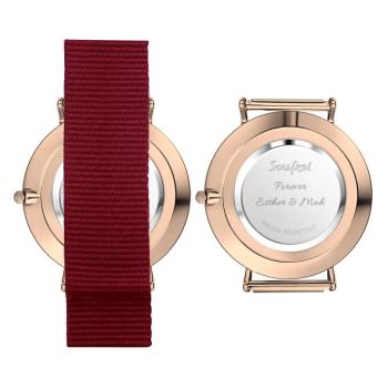 Personalized Engraved Watch, Photo Watch with Red Strap - Gift for Boyfriend - yournamenecklaceuk