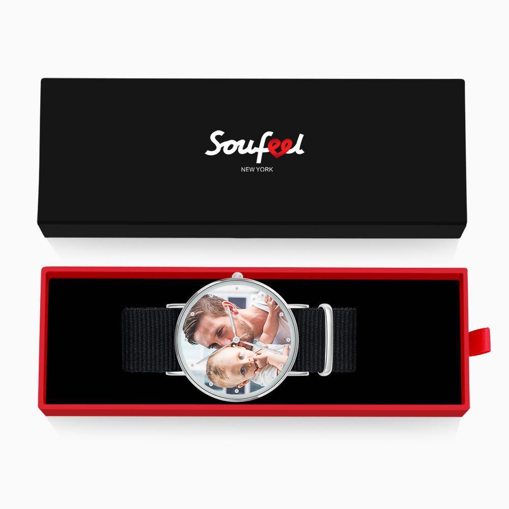 Personalized Engraved Watch, Custom Your Own Photo Watch with Black Strap - yournamenecklaceuk