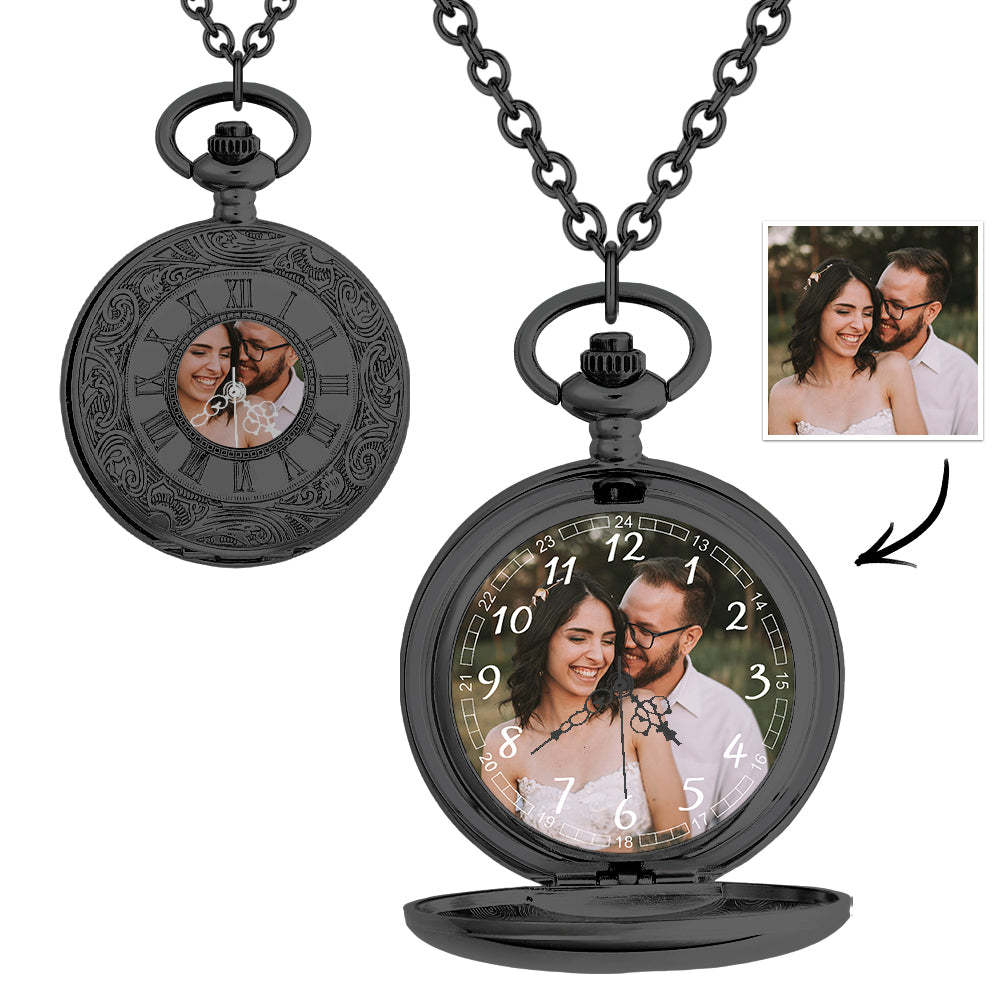 Custom Photo Pocket Watch Personalised Hollow Pattern Pocket Watchs Gift - yournamenecklaceuk