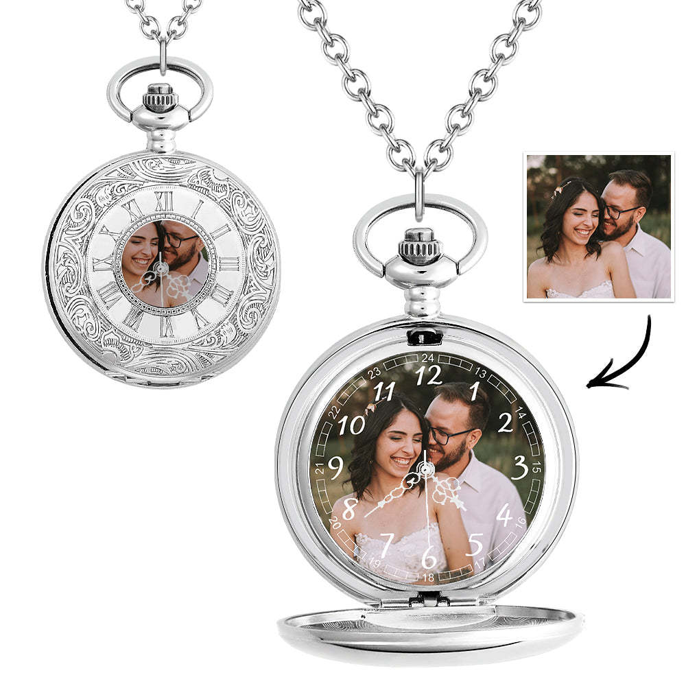 Custom Photo Pocket Watch Personalised Hollow Pattern Pocket Watchs Gift - yournamenecklaceuk