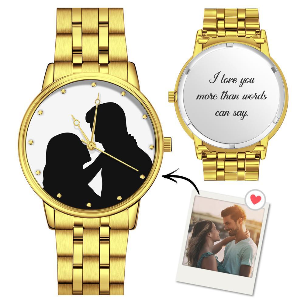 Custom Silhouette Photo Watch Personalized Engraved Watch Memorial Gifts  For Couples - yournamenecklaceuk