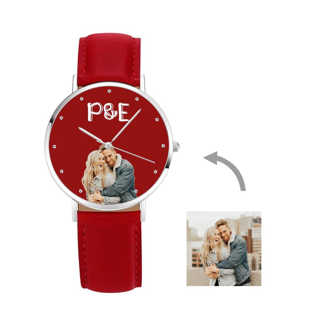 Custom Photo Leather Strap Watch With Text Unique Watch Valentine's Day GIfts - yournamenecklaceuk