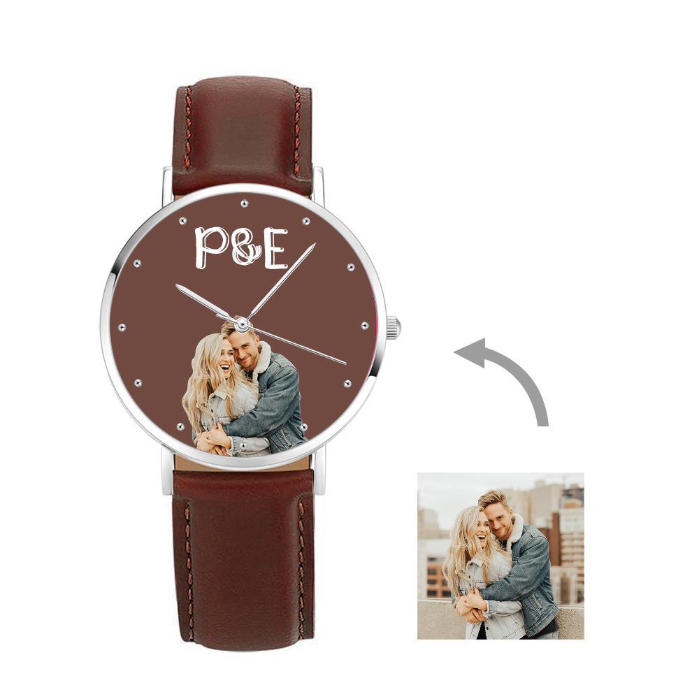 Custom Photo Leather Strap Watch With Text Unique Watch Valentine's Day GIfts - yournamenecklaceuk