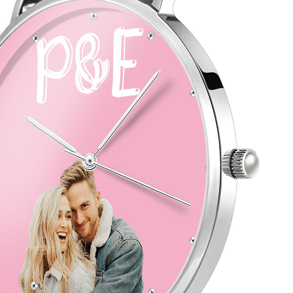Custom Photo Leather Strap Watch With Text Unique Watch Valentine's Day GIfts - yournamenecklaceuk