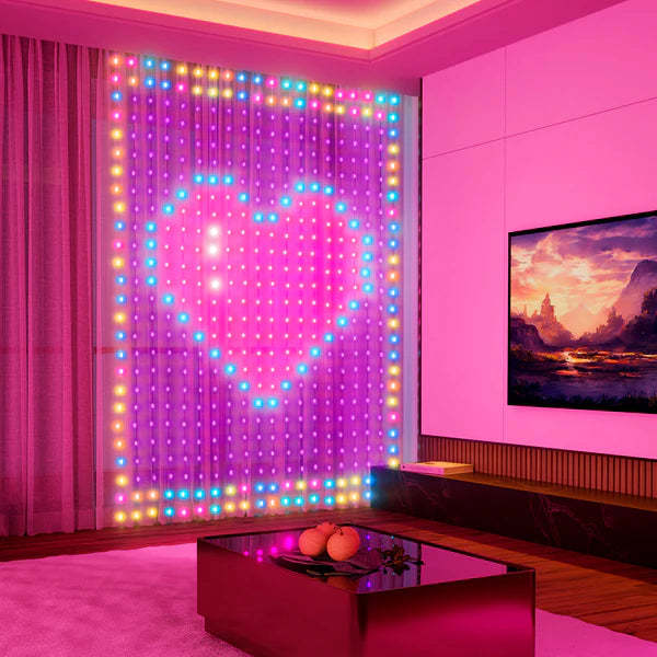APP Controlled LED Curtain Lights RGB Multi-Color Smart Bluetooth Subtitle Curtain Lights - yournamenecklaceuk