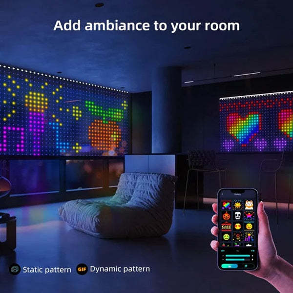 APP Controlled LED Curtain Lights RGB Multi-Color Smart Bluetooth Subtitle Curtain Lights - yournamenecklaceuk
