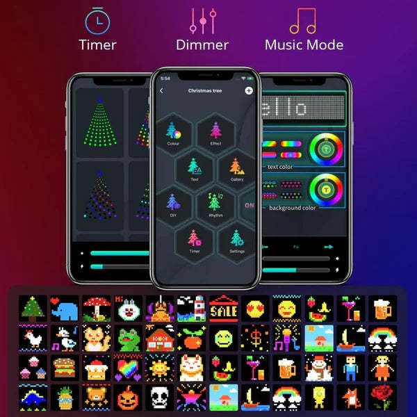 APP Controlled LED Curtain Lights RGB Multi-Color Smart Bluetooth Subtitle Curtain Lights - yournamenecklaceuk