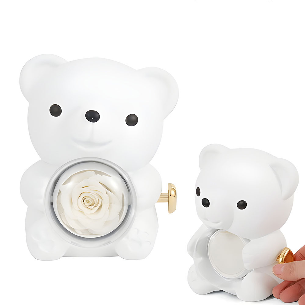 Engraved Heart Necklace with Real Rose Bear Giftbox Rose Shaped Necklace Gift Box Jewellery Gift Box -  NameNecklaceUK