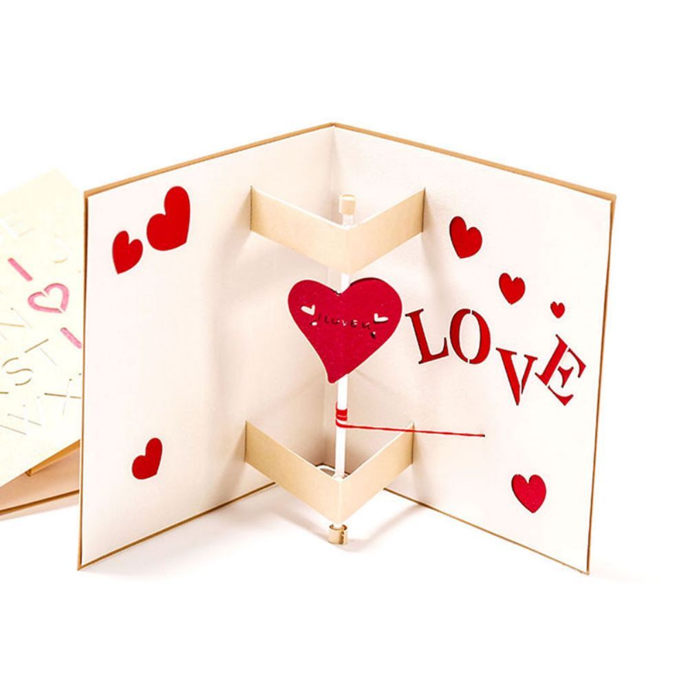 3D Creative Valentine's Day Pop Up Card Rotatable Heart Pop Up Greeting Card - yournamenecklaceuk